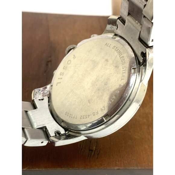Fossil Men's Watch FS4532 Quartz Chronograph Black Dial Silver Steel 44mm USED - Picture 6 of 14